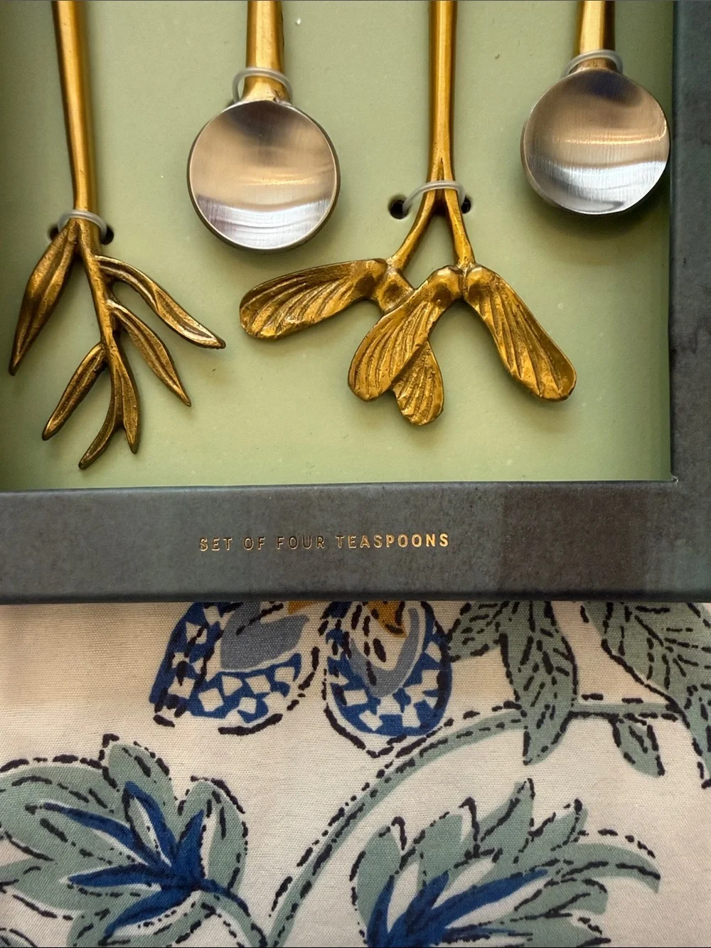 Anthropologie Gold Botanical Accent Teaspoons - Set of 4